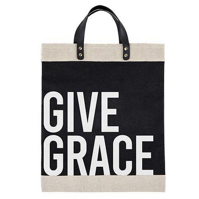Give Grace Christian Tote Bag in Black Tote Bag Godgirl Gifts